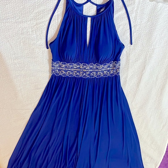 long A-line cocktail dress size 8 royal blue - Picture 1 of 6
